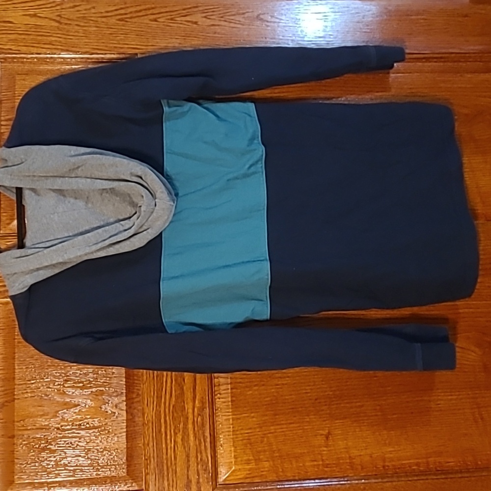 Old Navy Blue and Teal Color Block Hooded Shirt Boys Size 18 - Picture 3 of 3